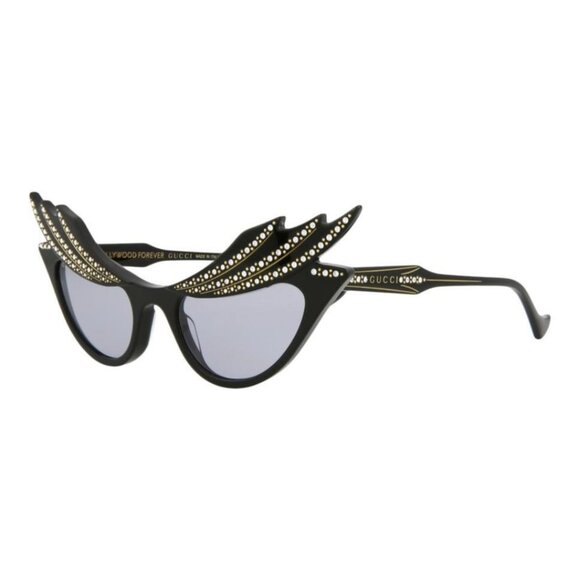 Gucci Womens Cat Eye Black Black Violet Fashion Designer Eyewear - Picture 1 of 4